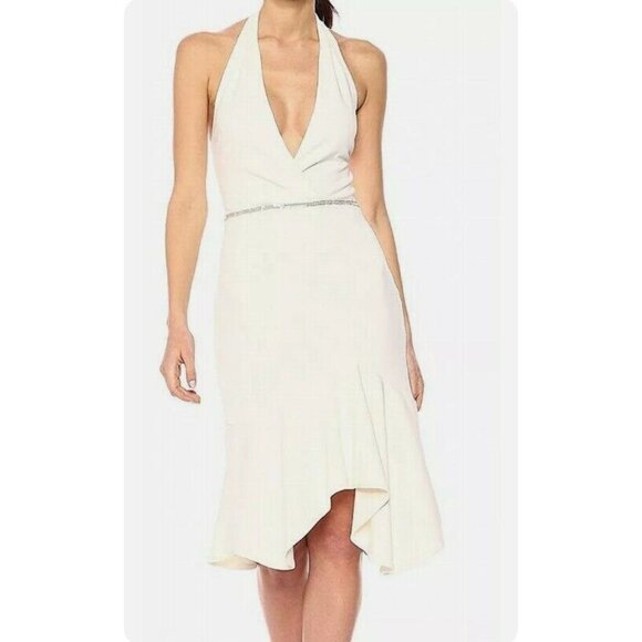 Halston Heritage Dresses & Skirts - Halston Heritage Women's Size 4 Dress White Ivory Sheath Low Cut Halter $178 NEW